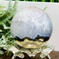 Volcanic Agate Quartz Sphere UV Reactive Healing Crystal Ball 378g 66mm