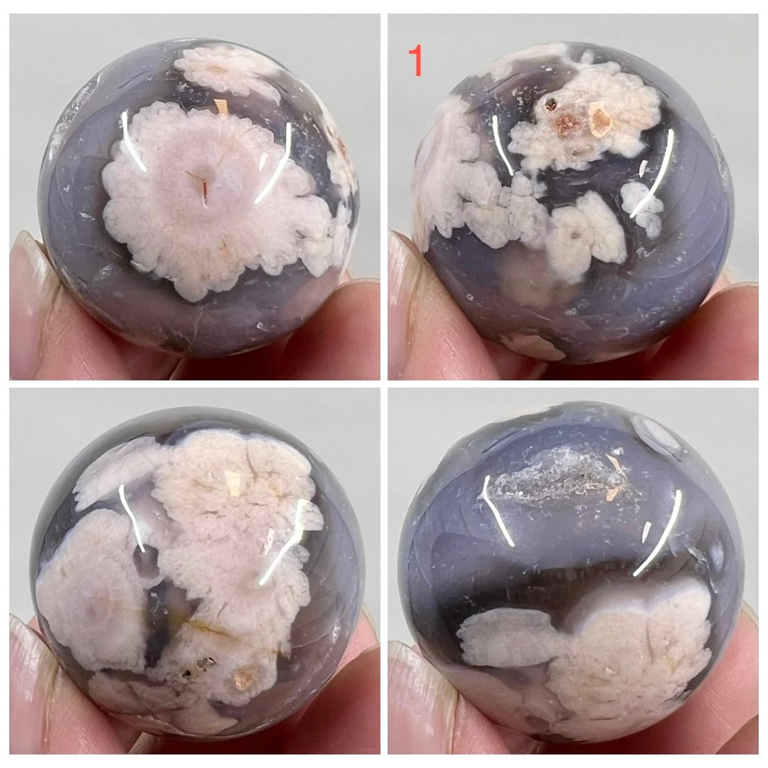 Black Flower Agate Mini Spheres Crystal Ball Australian Seller