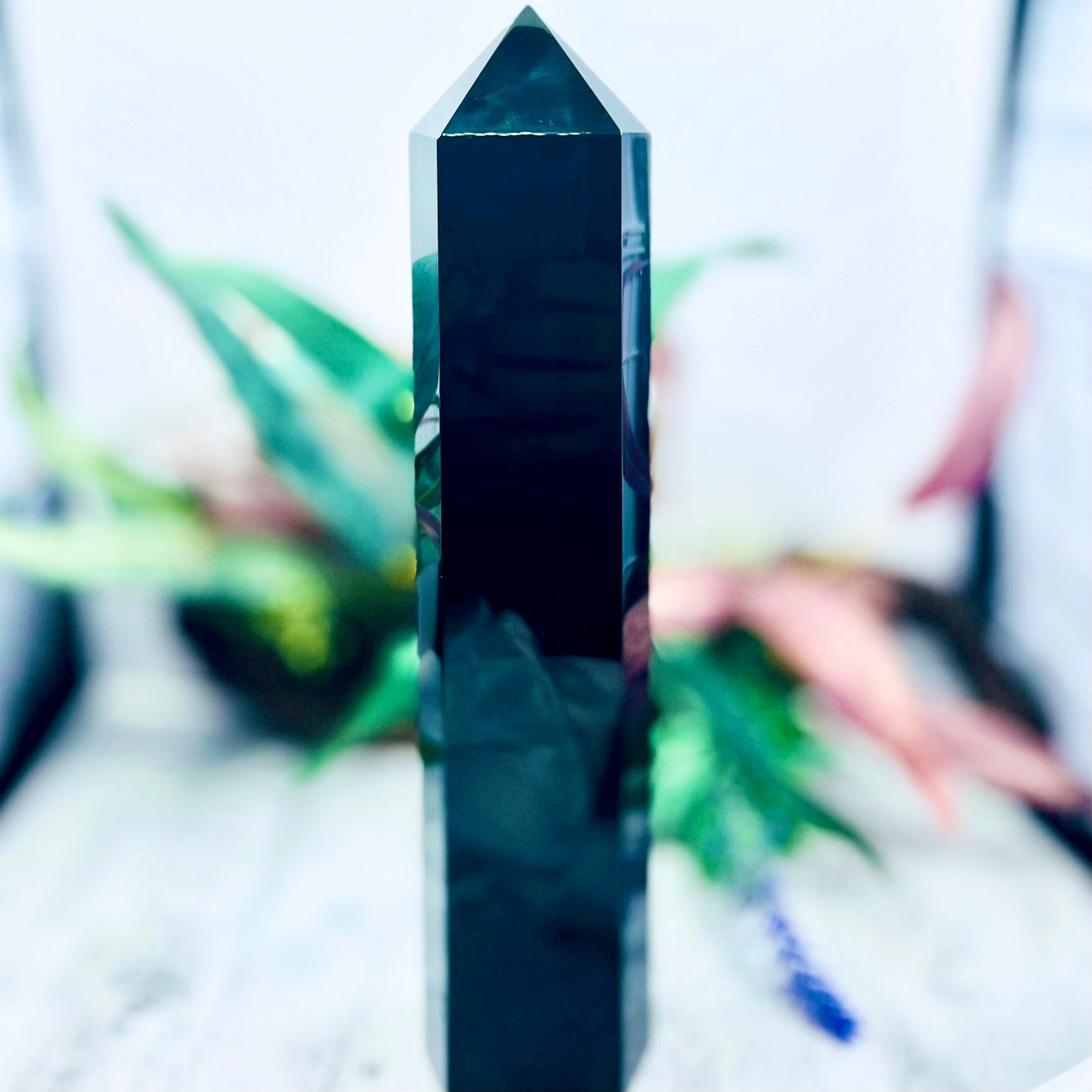 Black Obsidian Tower Crystal Generator 1320g 254mm