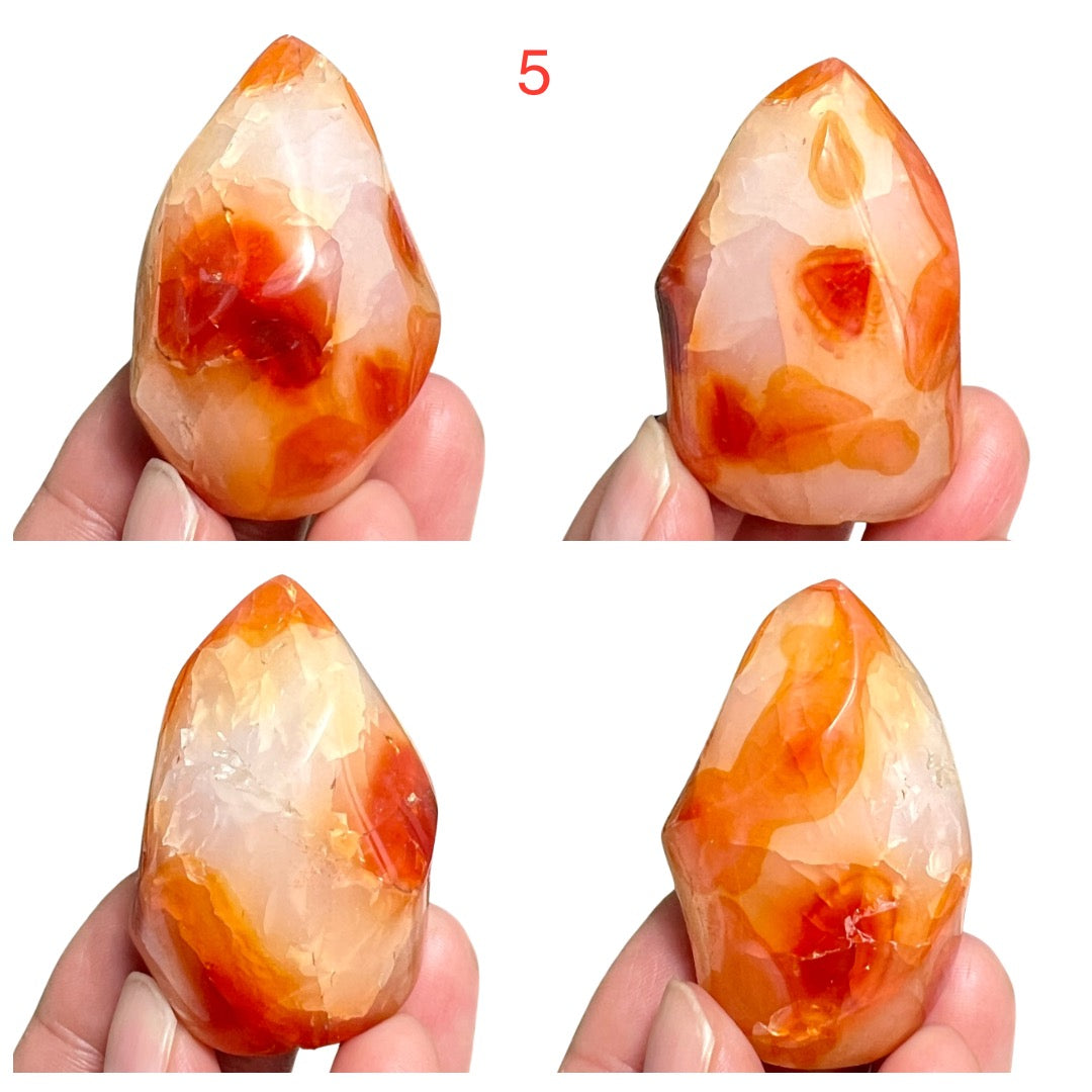 Carnelian Flames Healing Crystal Carvings