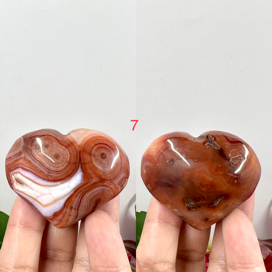 Carnelian Hearts Crystal Carvings Australian Seller