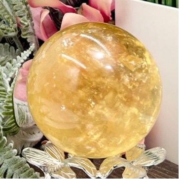 Honey Calcite Sphere Healing Crystal Ball 515g 70mm