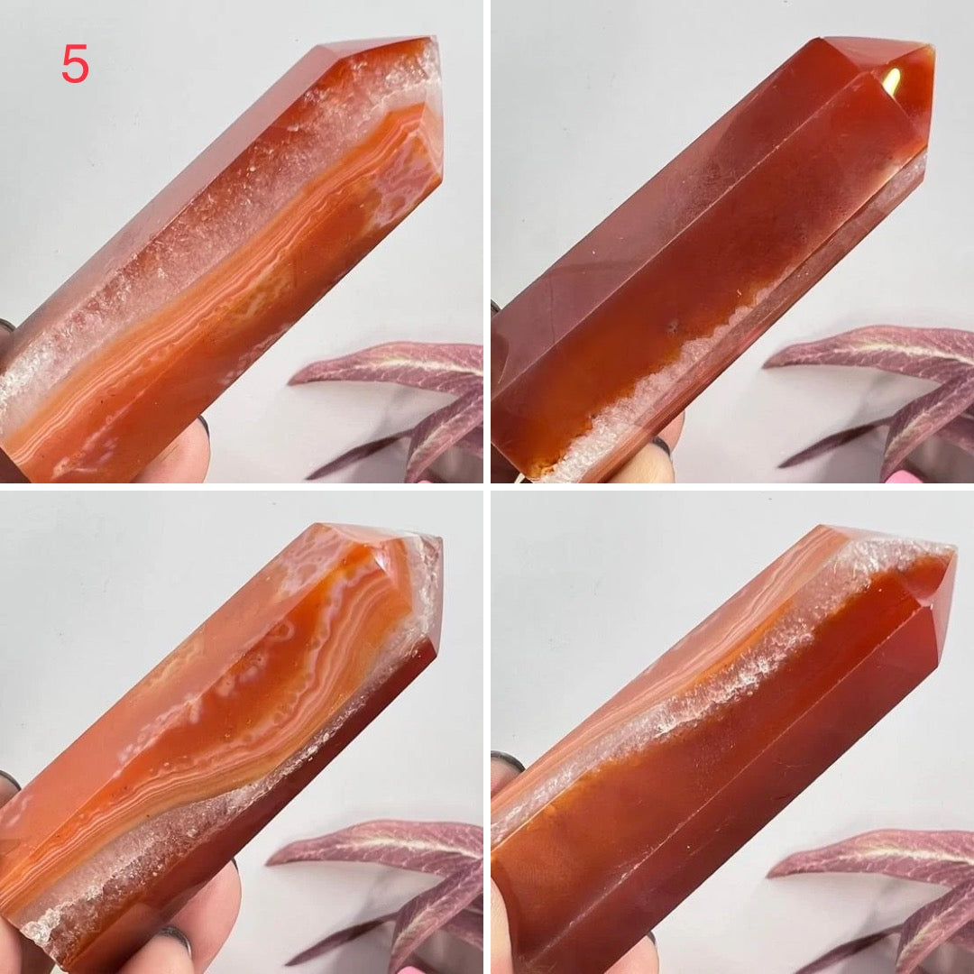 Tower Carnelian Crystal Point Natural Healing Quartz