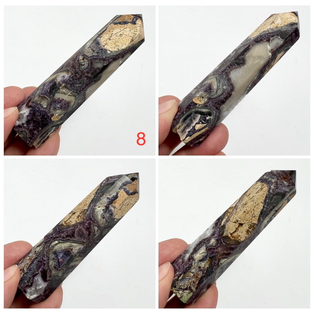 Purple Brecciated Jasper Points Towers Crystal Generators