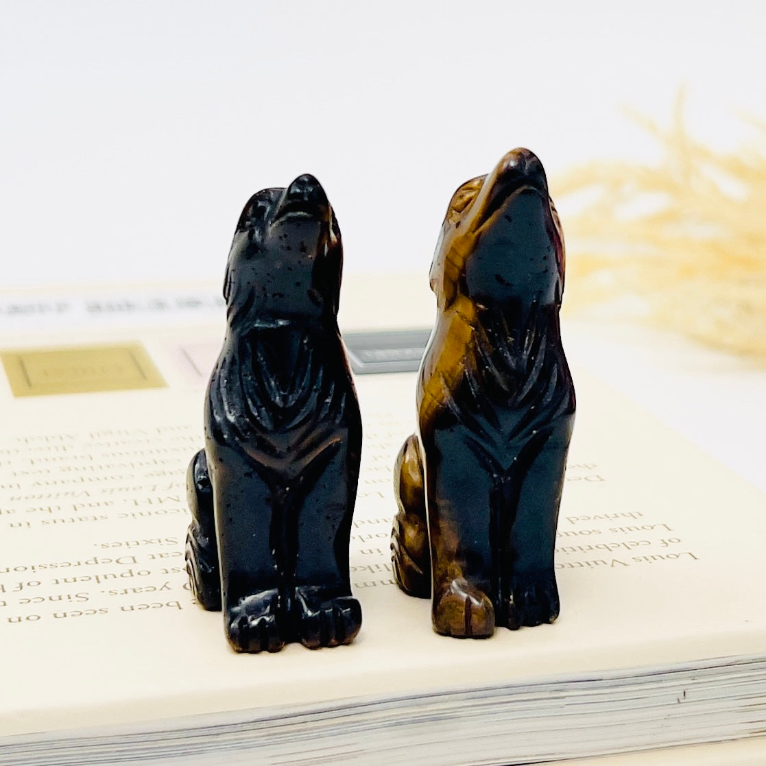 Small Tigers Eye Wolves Dogs Crystal Carvings Australian Seller