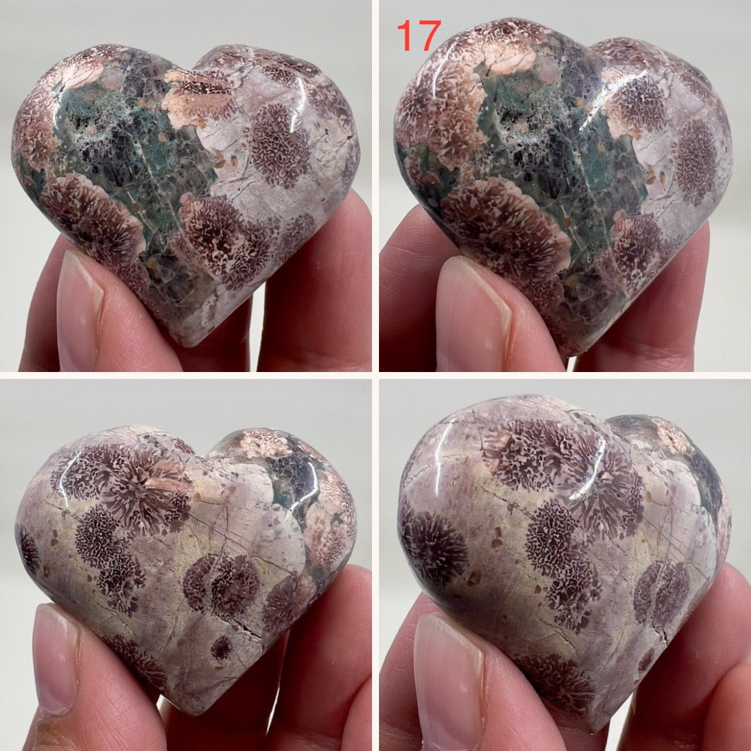 Russian Flower Cherry Blossom Jasper Hearts Healing Crystal Carvings