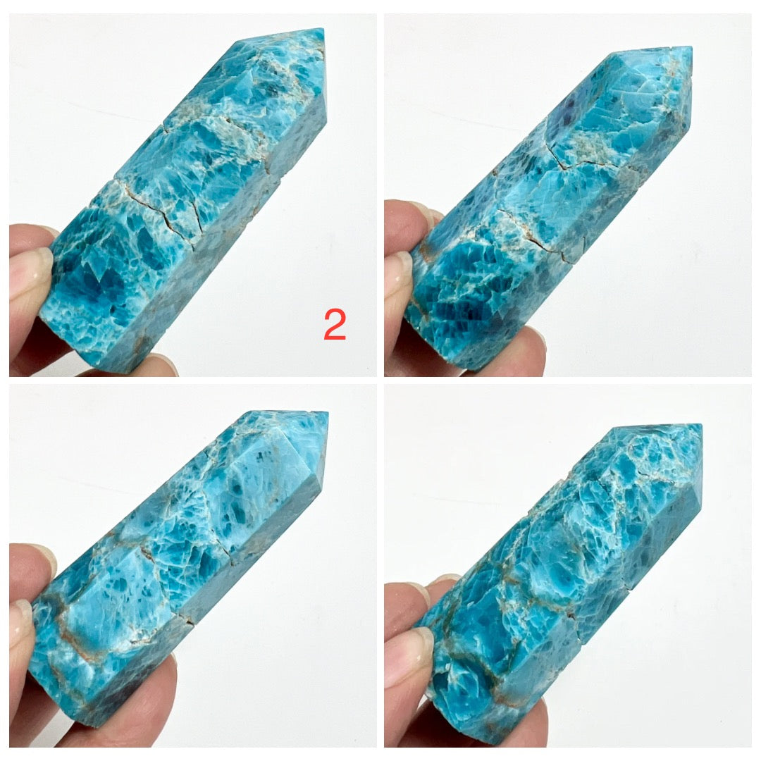 Blue Apatite Points Towers Crystal Generator Australian Seller