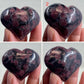 Garnet in Arfvedsonite Hearts Crystal Carvings Australian Seller