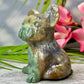 Ocean Sea Jasper French Bull Dog Crystal Puppy Carving Australian Seller