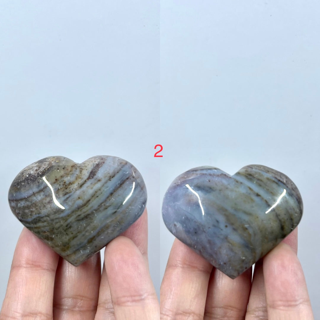 Ocean Sea Jasper Hearts Crystal Carving Australian Seller