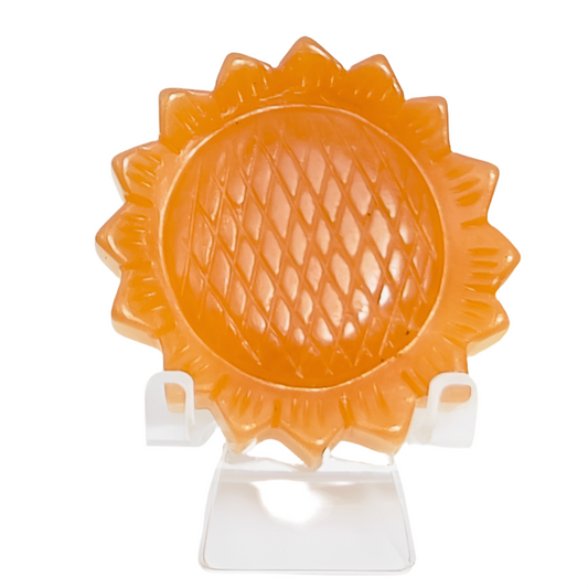 Orange Calcite Sunflower with Stand Healing Crystal Carving