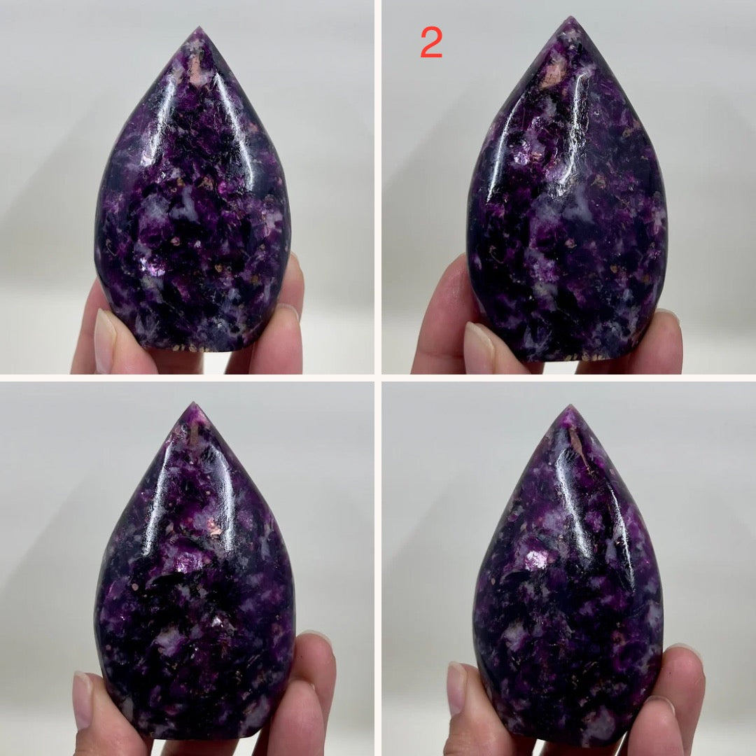 Gem Lepidolite Purple Mica Flames Crystal Carvings Australian Seller