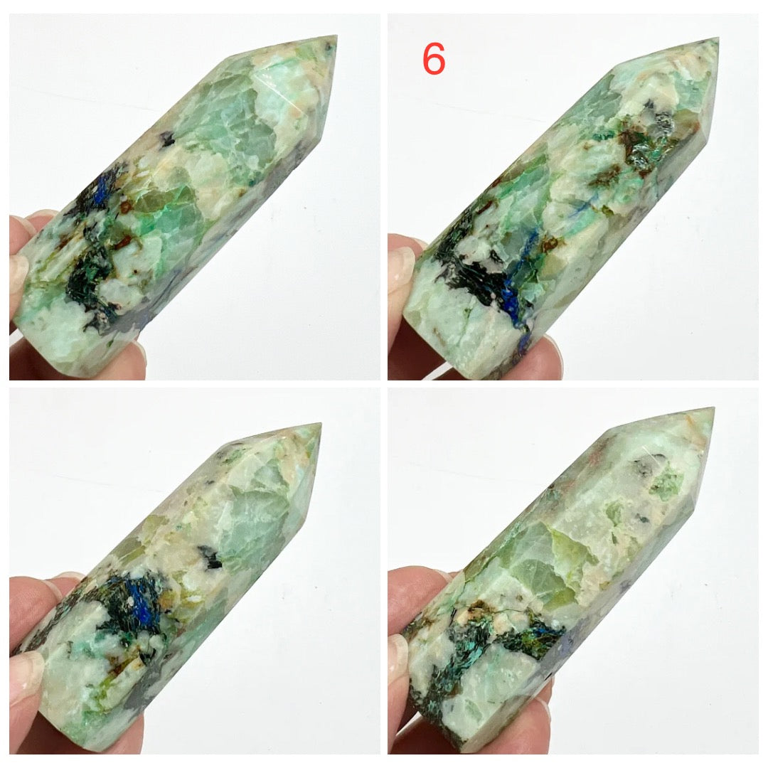 Fynchenite Phoenix Stone Malachite Turquoise Chrysocolla Points Towers Crystals