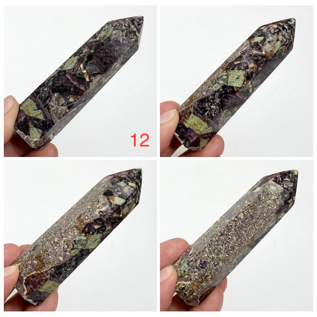 Purple Brecciated Jasper Points Towers Crystal Generators