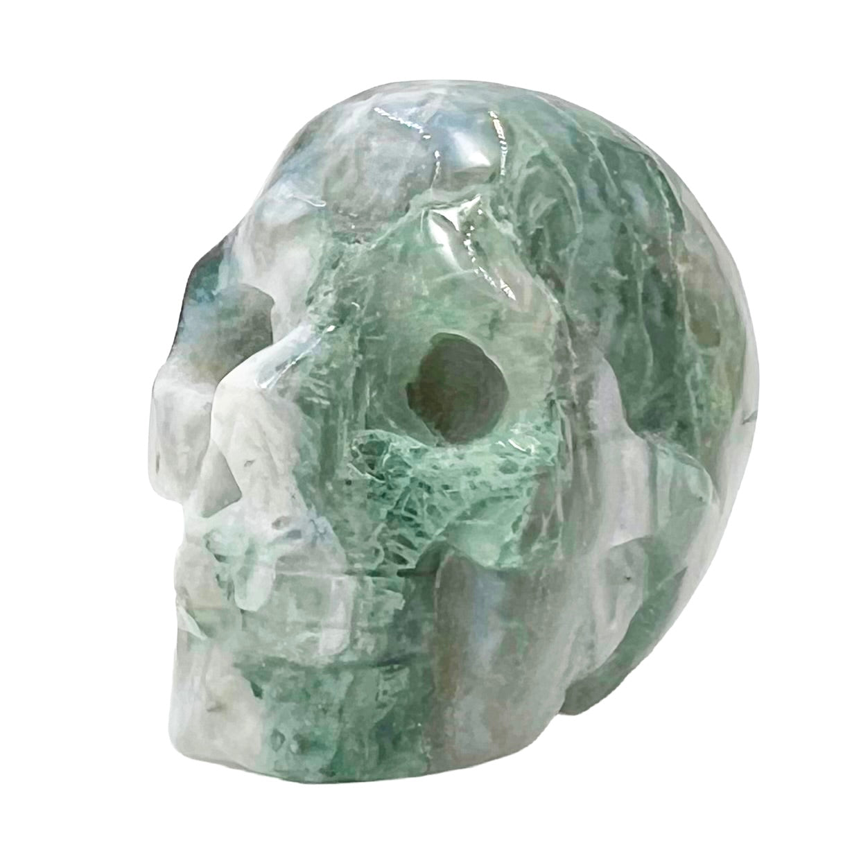 Moss Agate Skull 2 Inches Hand Carved Crystal Carving