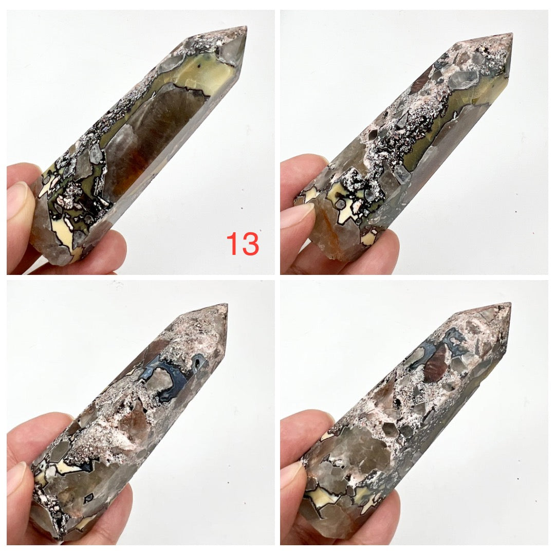 Mosaic Chalcedony Quartz Rare Points Towers Crystal Generators