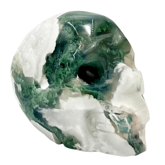 Moss Agate Skull 2 Inches Hand Carved Crystal Carving