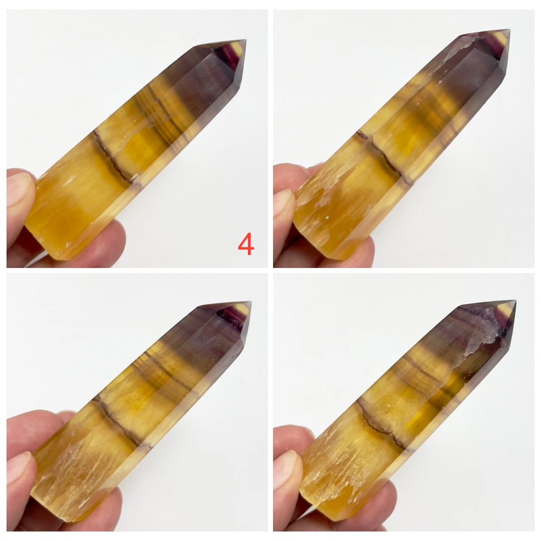 Yellow Purple Fluorite Points Towers Crystal Generators