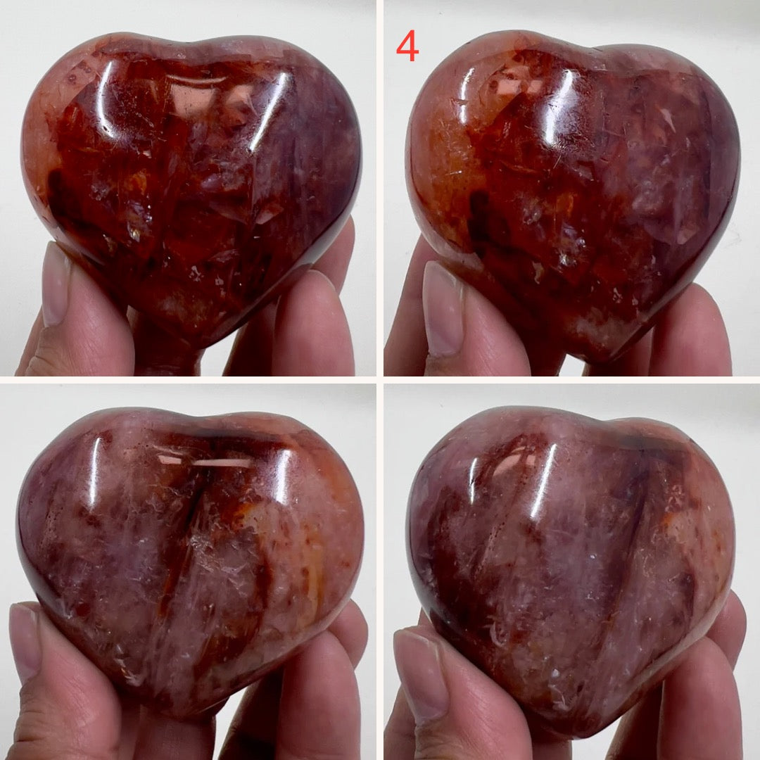 Fire Quartz Hematoid Hearts Crystal Carvings Australian Seller