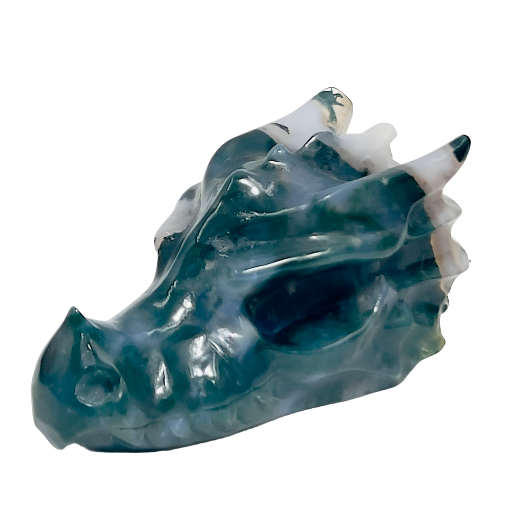 Moss Agate Dragon Healing Crystal Carving 195g