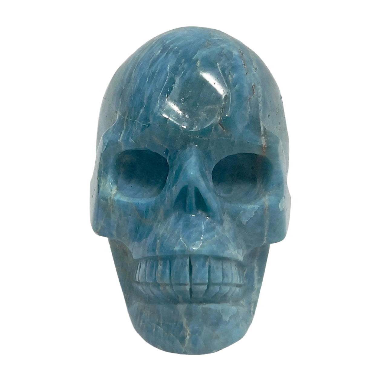 Blue Apatite Skull Healing Crystal Carving 501g