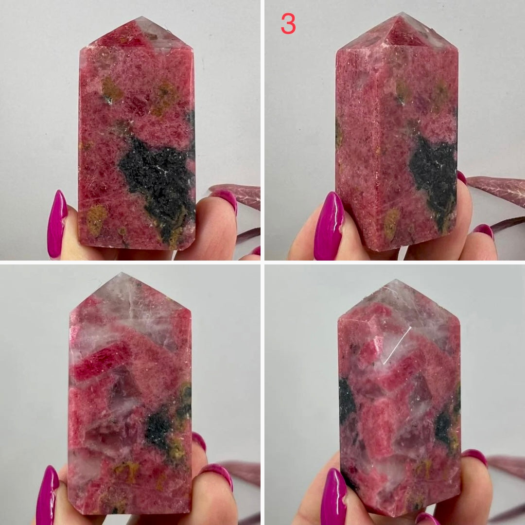 Rhodonite with Quartz Points Crystal Generator Tower Australian Seller