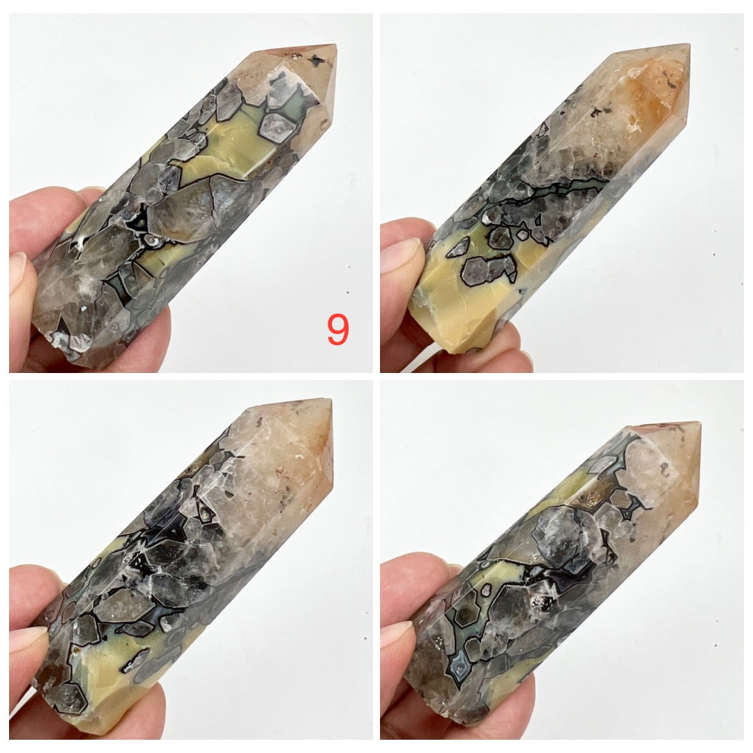 Mosaic Chalcedony Quartz Rare Points Towers Crystal Generators