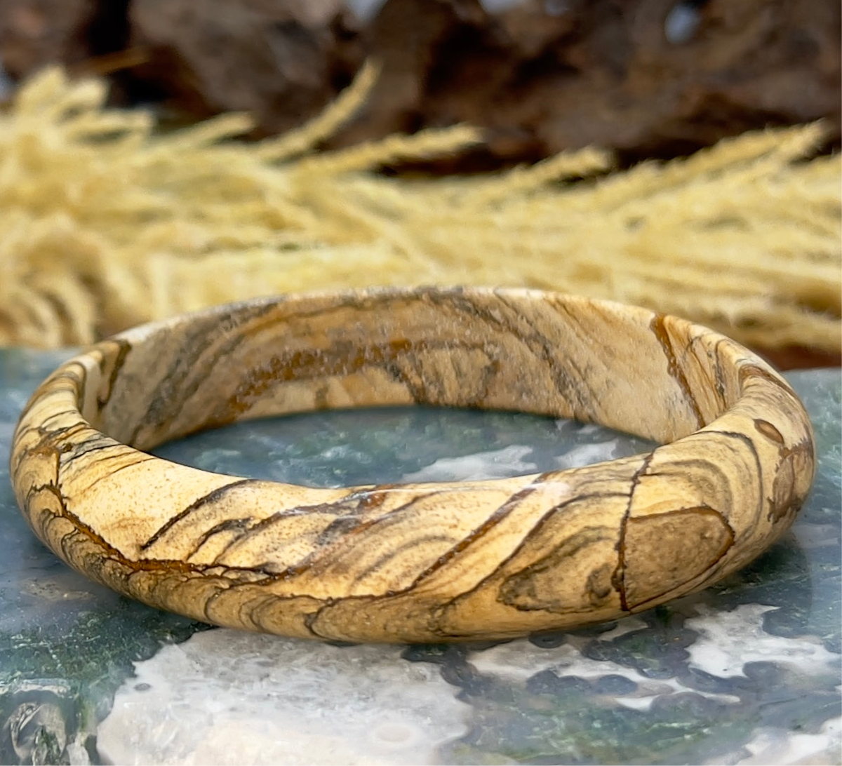 Picture Jasper Bangle Bracelet Jewellery Wearable Crystal Healing Natural Reiki Stone Gemstone Australian Seller