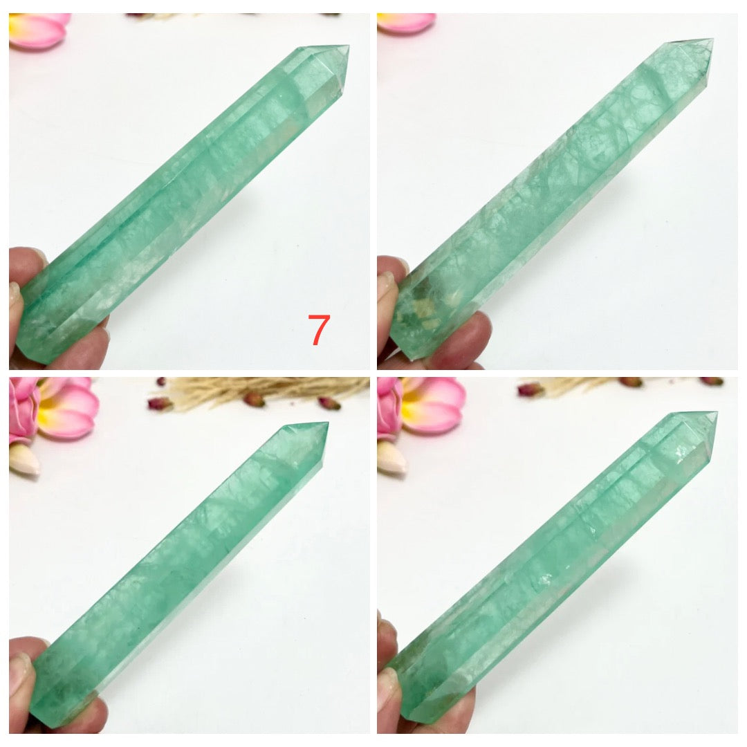 Green Fluorite Points Towers Translucent Crystal Generators