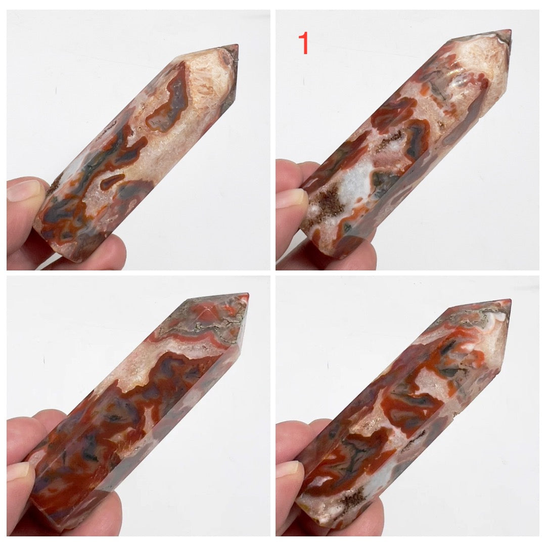 Red Moss Agate Points Rare Healing Crystal Generators