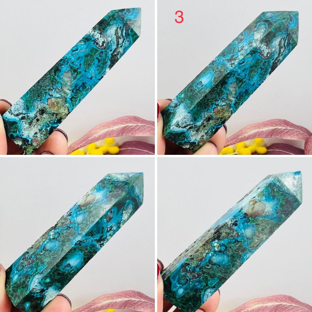 Chrysocolla Malachite Points Towers Crystal Generators