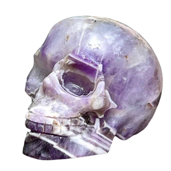 Chevron Dream Amethyst Purple Skull Crystal Carving 168g