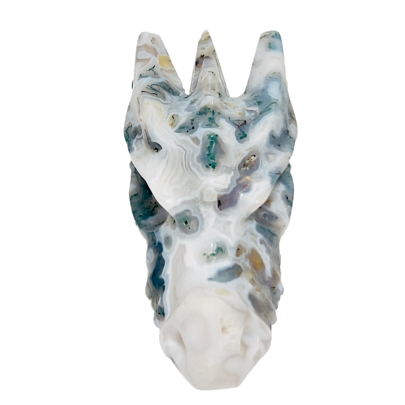 Moss Agate Dragon Healing Crystal Carving 188g