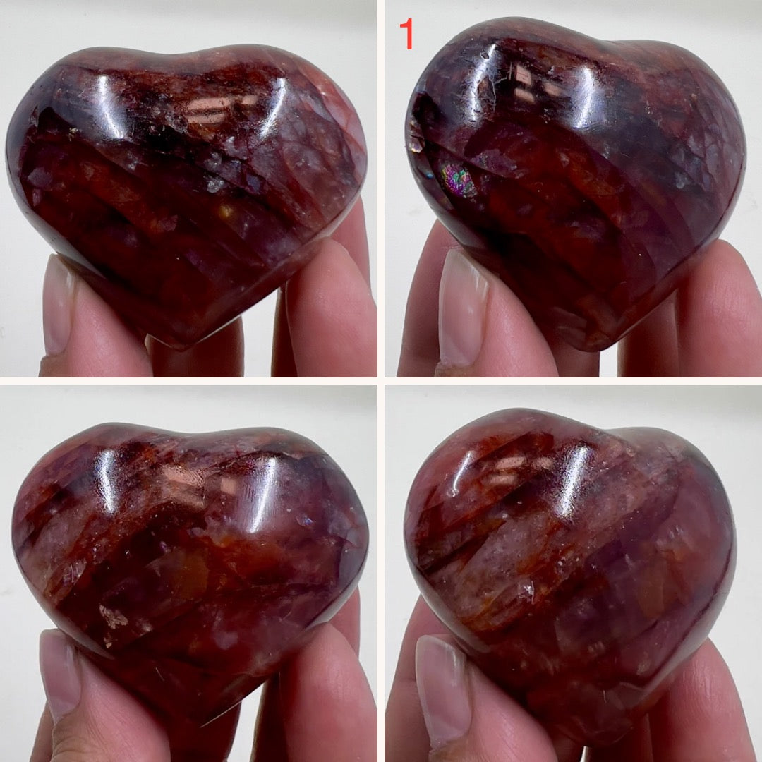 Fire Quartz Hematoid Hearts Crystal Carvings Australian Seller