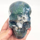 Moss Agate Skull Healing Crystal Carving 647g