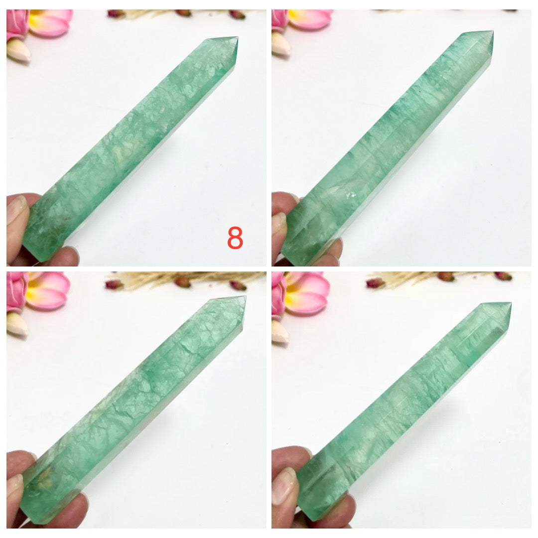 Green Fluorite Points Towers Translucent Crystal Generators