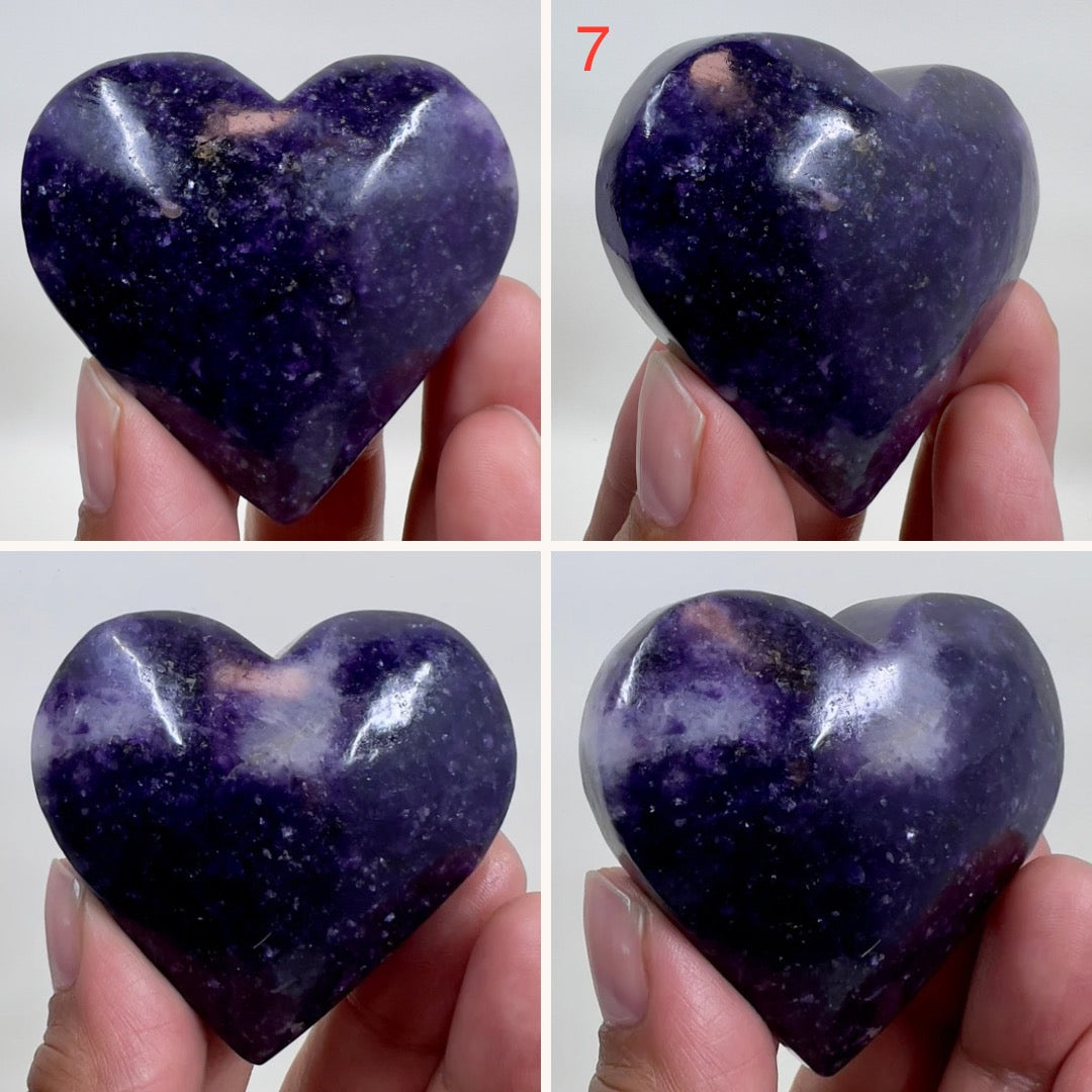 Lepidolite Purple Mica Hearts Crystal Carvings Australian Seller