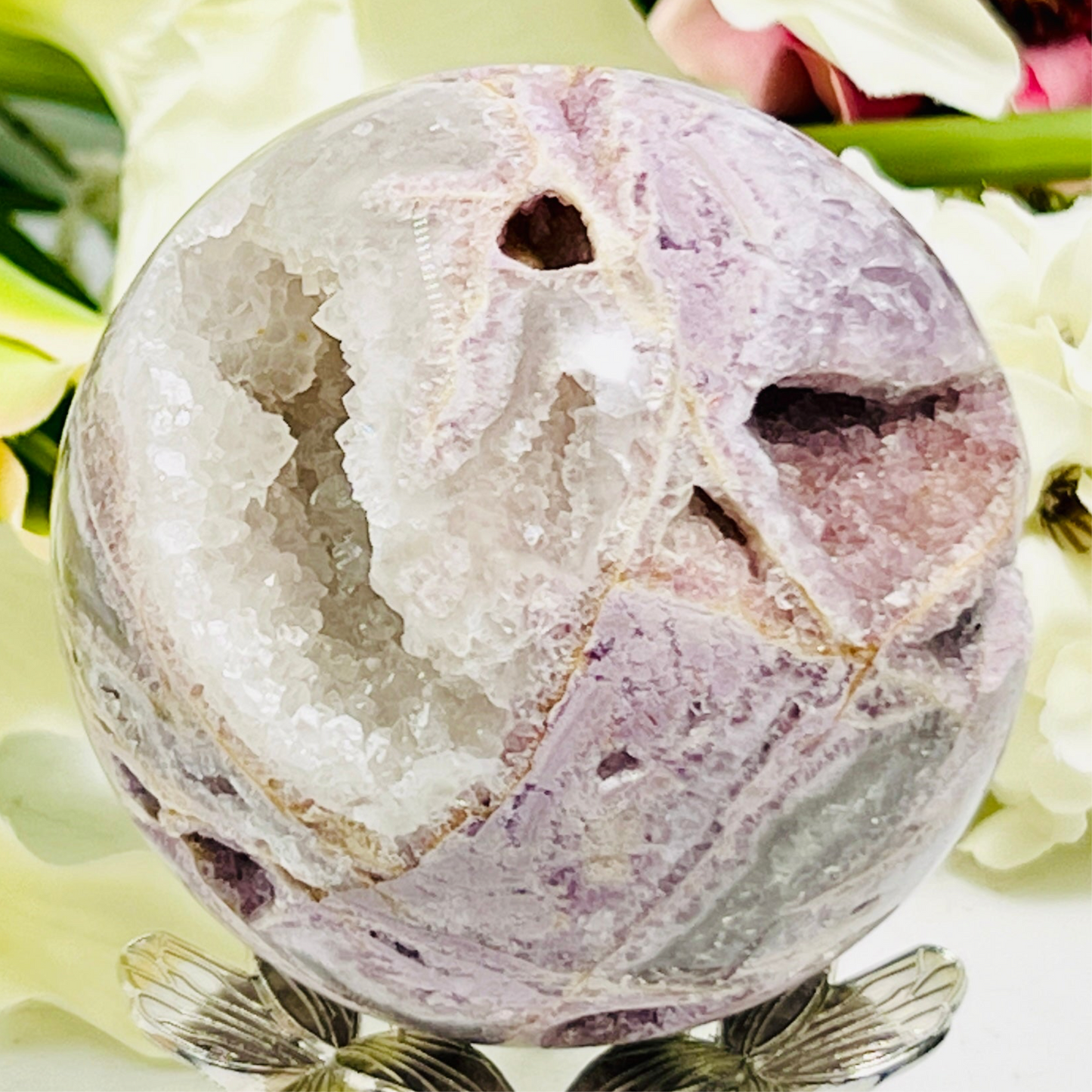 Silky Purple Fluorite Sphere Healing Crystal Ball 943g 85mm