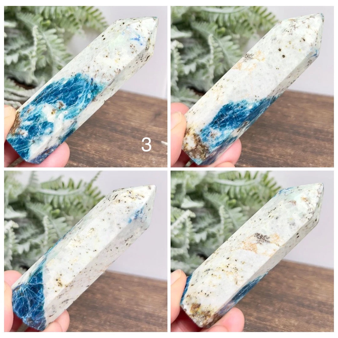 Blue Apatite with Sunstone Points Towers Healing Crystal Generators