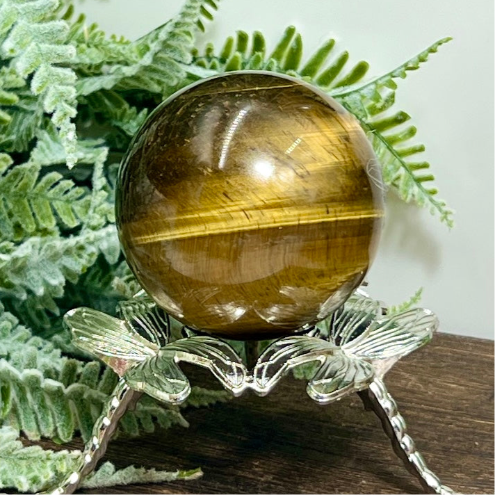 Tigers Eye with Hematite Sphere Gemstone Healing Crystal Ball 228g 53mm