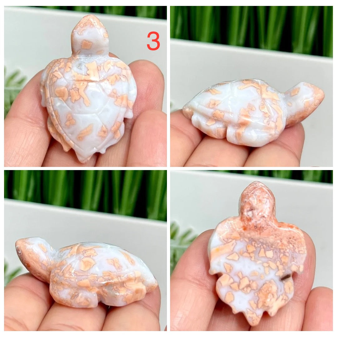 Pink Cotton Candy Druzy Agate Cute Turtles Gemstone Sea Creatures Healing Crystal Animal