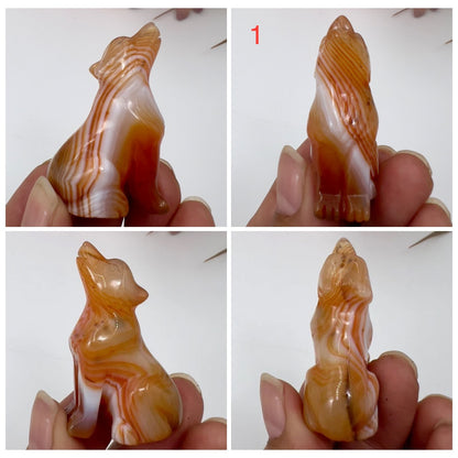 Small Carnelian Wolves Dogs Crystal Carvings Australian Seller