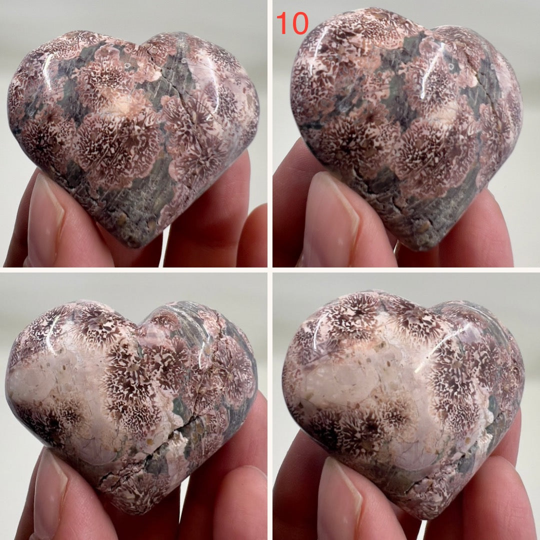 Russian Flower Cherry Blossom Jasper Hearts Healing Crystal Carvings