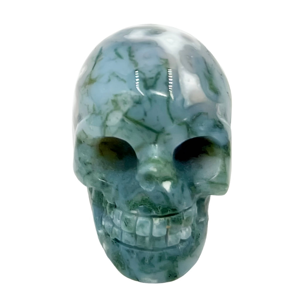 Moss Agate Skull 2 Inches Hand Carved Crystal Carving