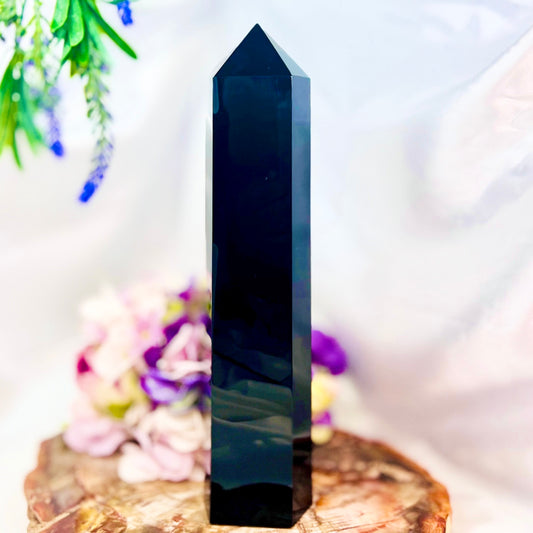 Black Obsidian Tower Crystal Generator 1320g 254mm