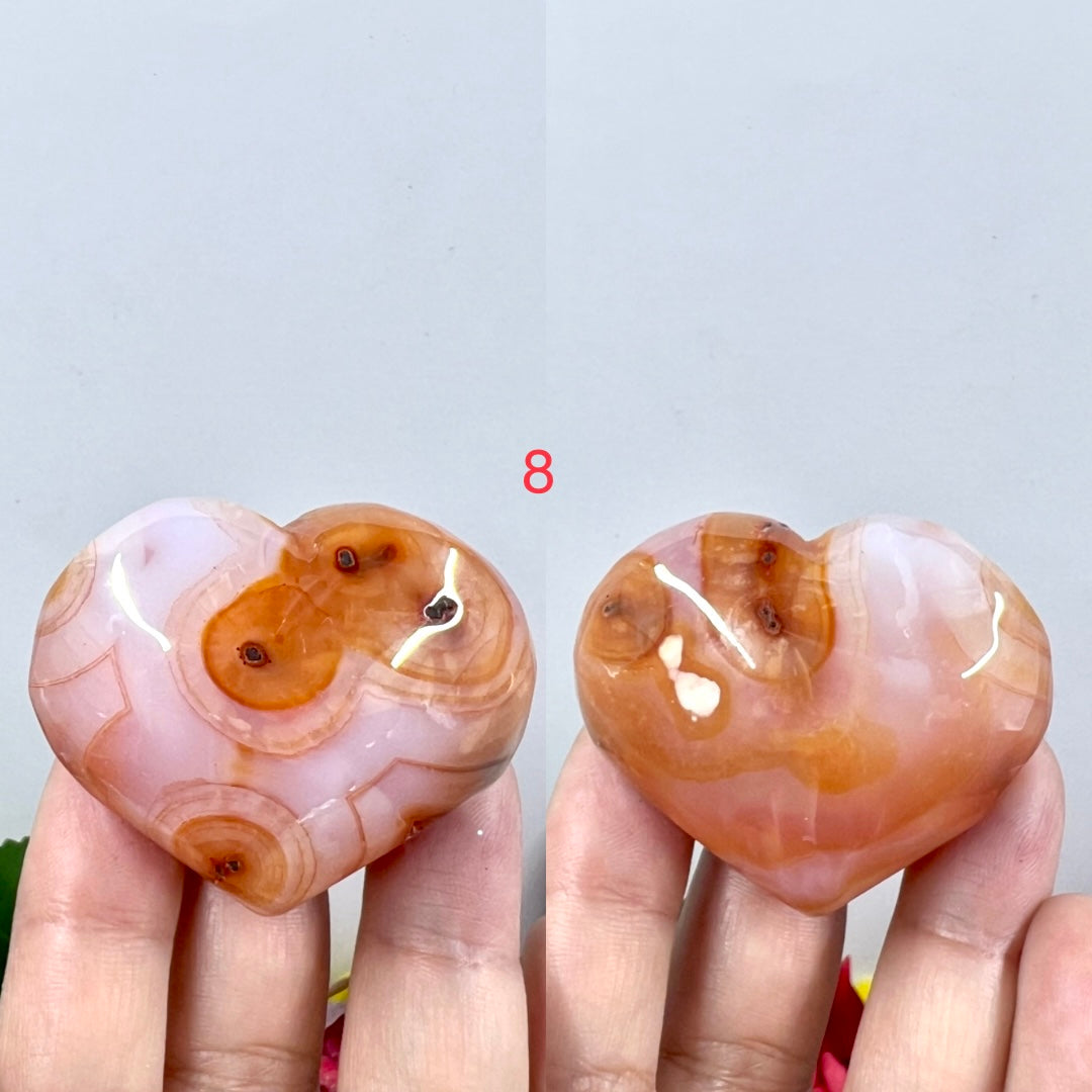 Carnelian Hearts Crystal Carvings Australian Seller