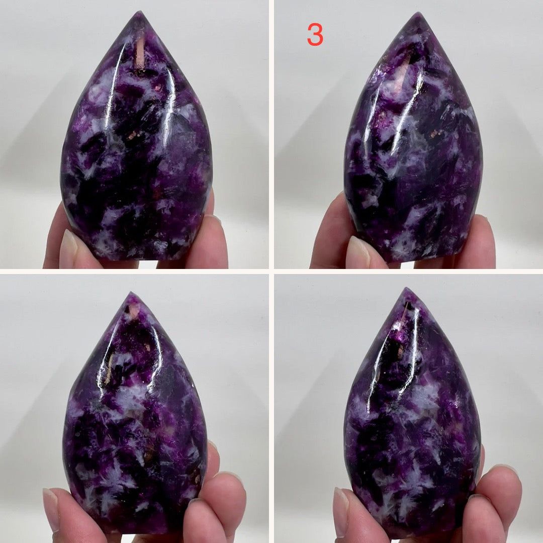 Gem Lepidolite Purple Mica Flames Crystal Carvings Australian Seller