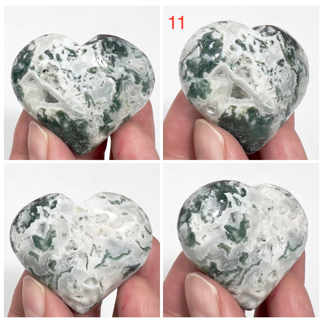 Moss Agate Hearts Healing Crystal Carvings