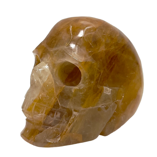 Golden Healer Quartz Skull Healing Crystal Carving 994g