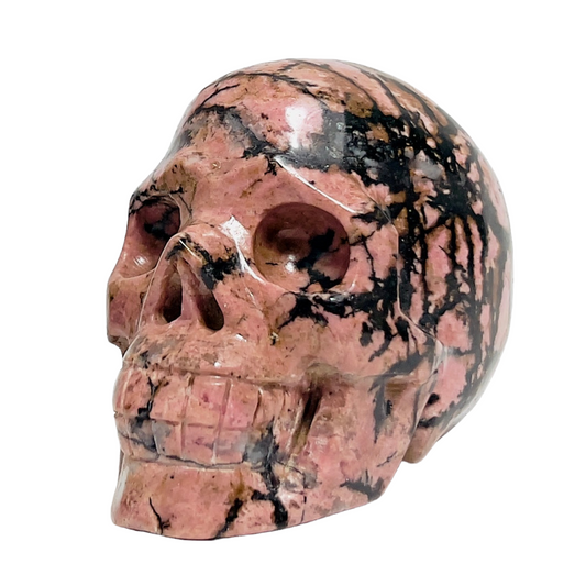 Rhodonite Skull Healing Crystal Carving 957g